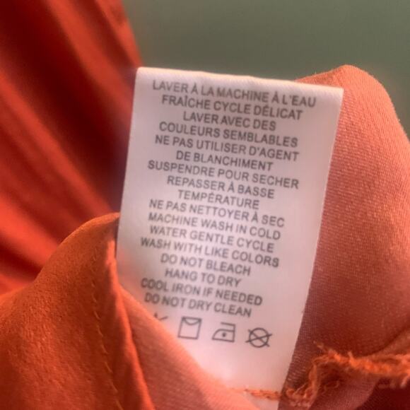 Flutter Sleeve Tie Front Rust Orange Blouse Medium Sleeveless Flowy Ruffled Top - Picture 9 of 11